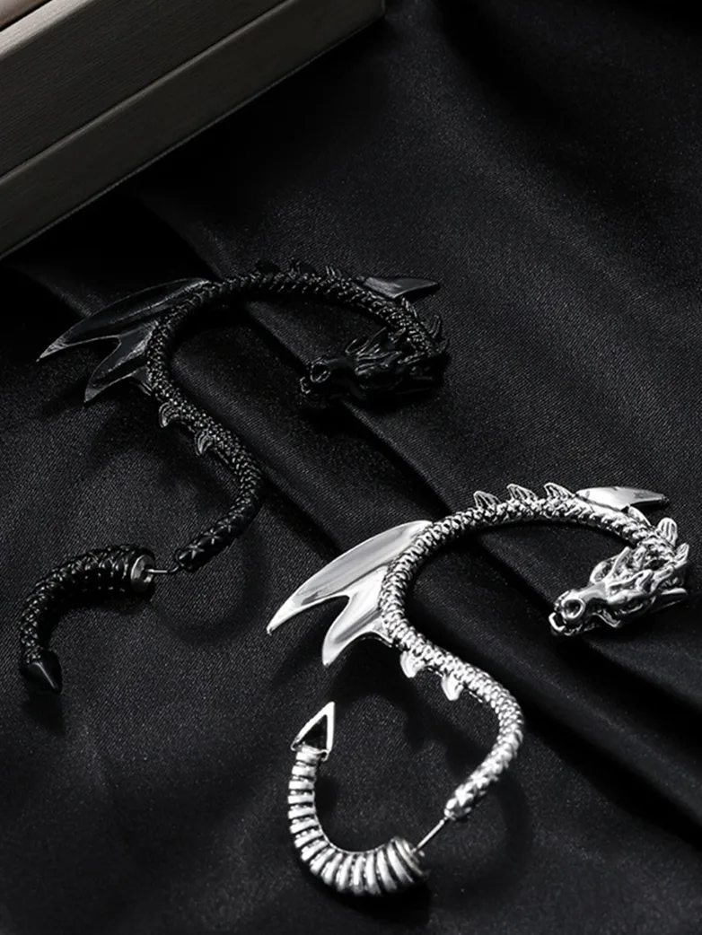 Retro Punk Flying Dragon Earrings - Image 7