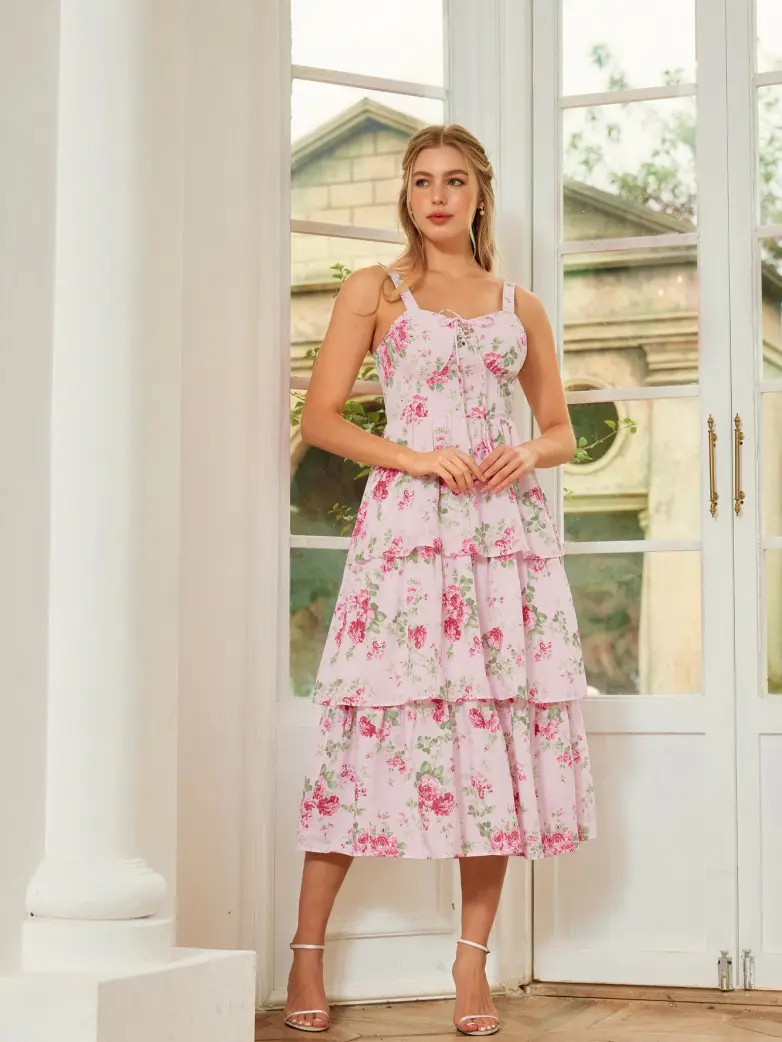 Summer Night Floral Wedding Guest Dress - Image 16