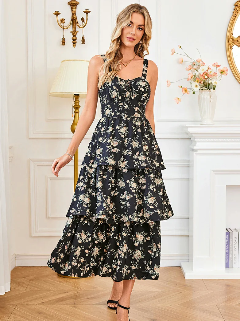 Summer Night Floral Wedding Guest Dress - Image 2