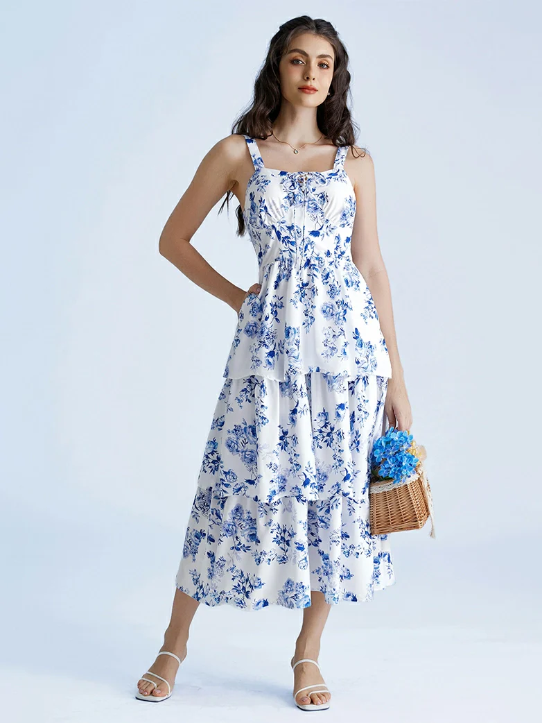 Summer Night Floral Wedding Guest Dress - Image 21