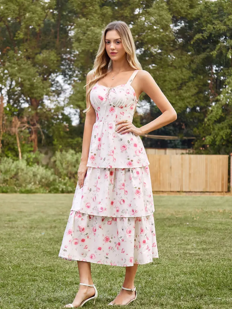 Summer Night Floral Wedding Guest Dress - Image 44
