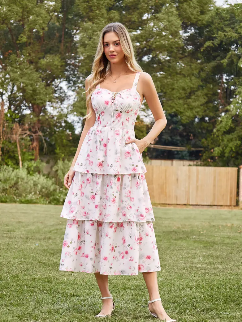 Summer Night Floral Wedding Guest Dress - Image 45