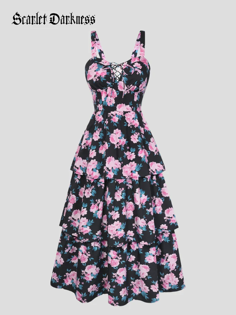 Summer Night Floral Wedding Guest Dress - Image 47