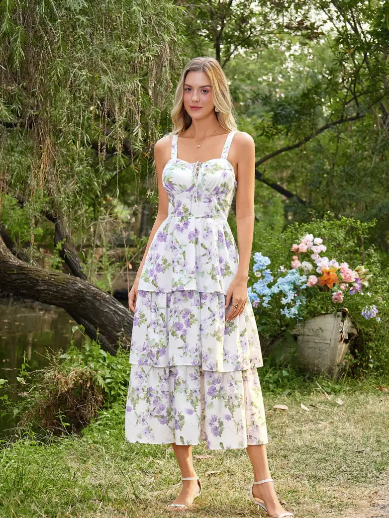 Summer Night Floral Wedding Guest Dress - Image 50