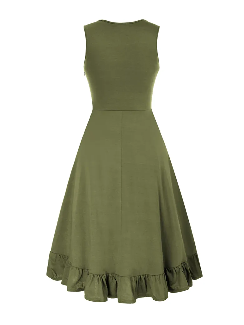Women Steampunk Lace-up Drawstring High-lo Dress - Image 9