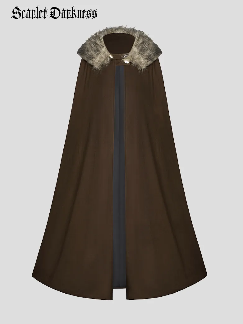 Medieval Knight in Wander Cape Fur Collar Cloak - Image 10