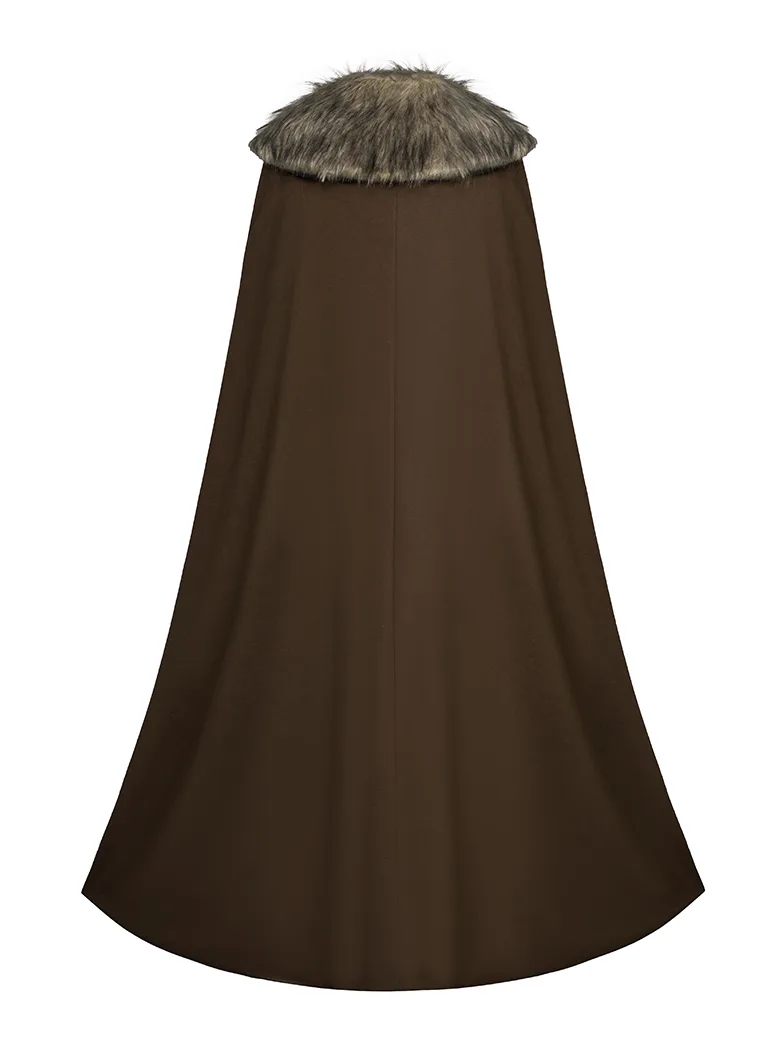 Medieval Knight in Wander Cape Fur Collar Cloak - Image 11