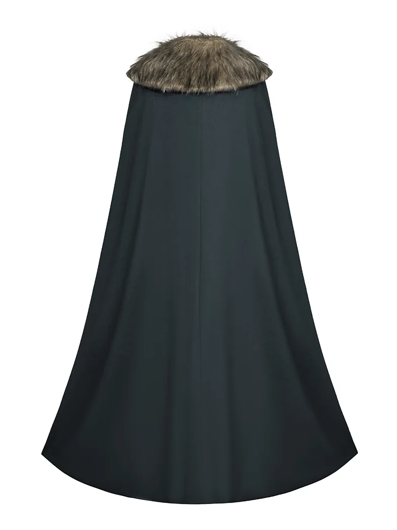 Medieval Knight in Wander Cape Fur Collar Cloak - Image 13