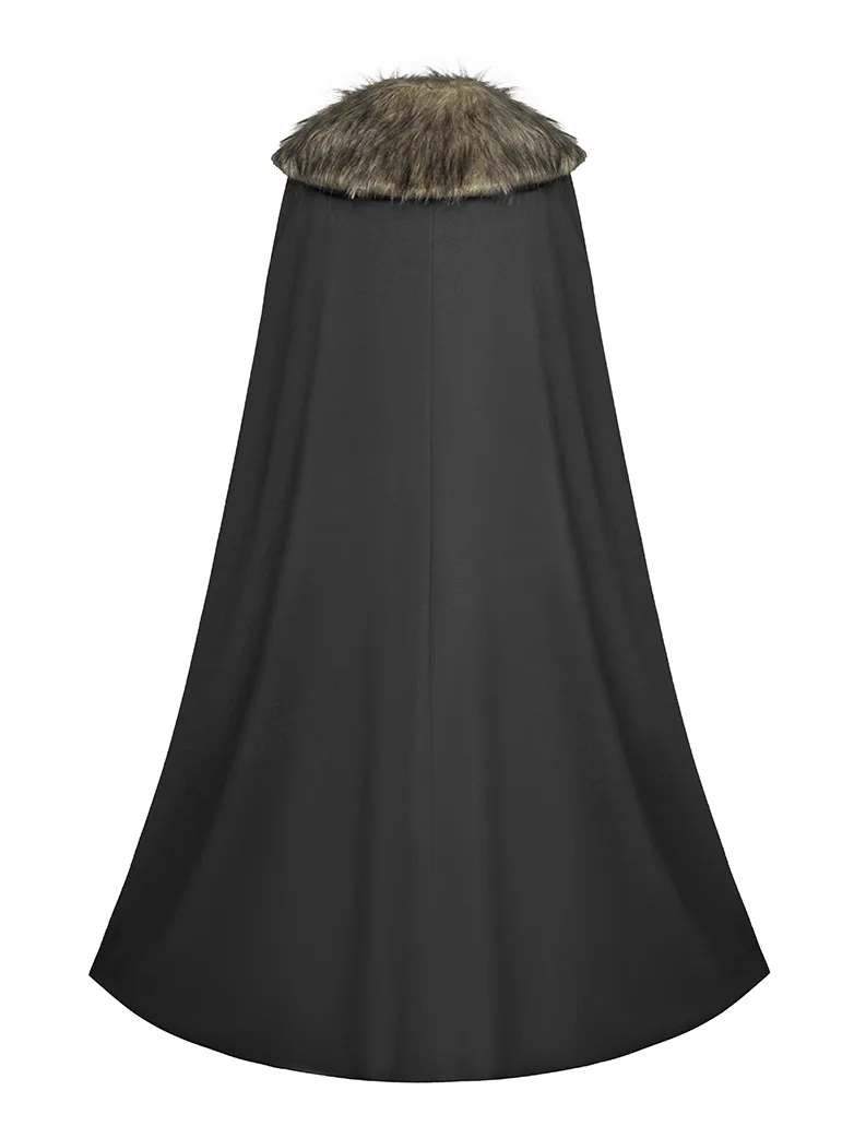 Medieval Knight in Wander Cape Fur Collar Cloak - Image 8