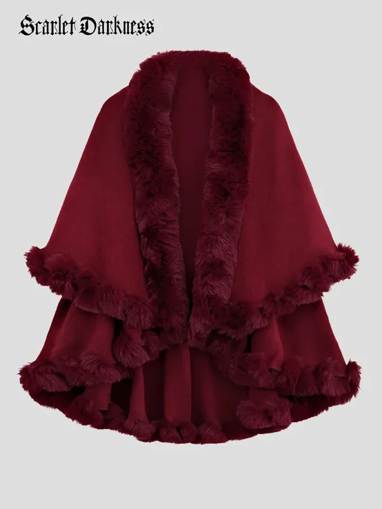 Christmas Vicotiran Double-layer Fur Collar Cape