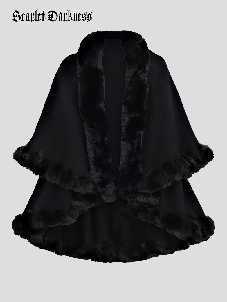 Christmas Vicotiran Double-layer Fur Collar Cape - Image 20