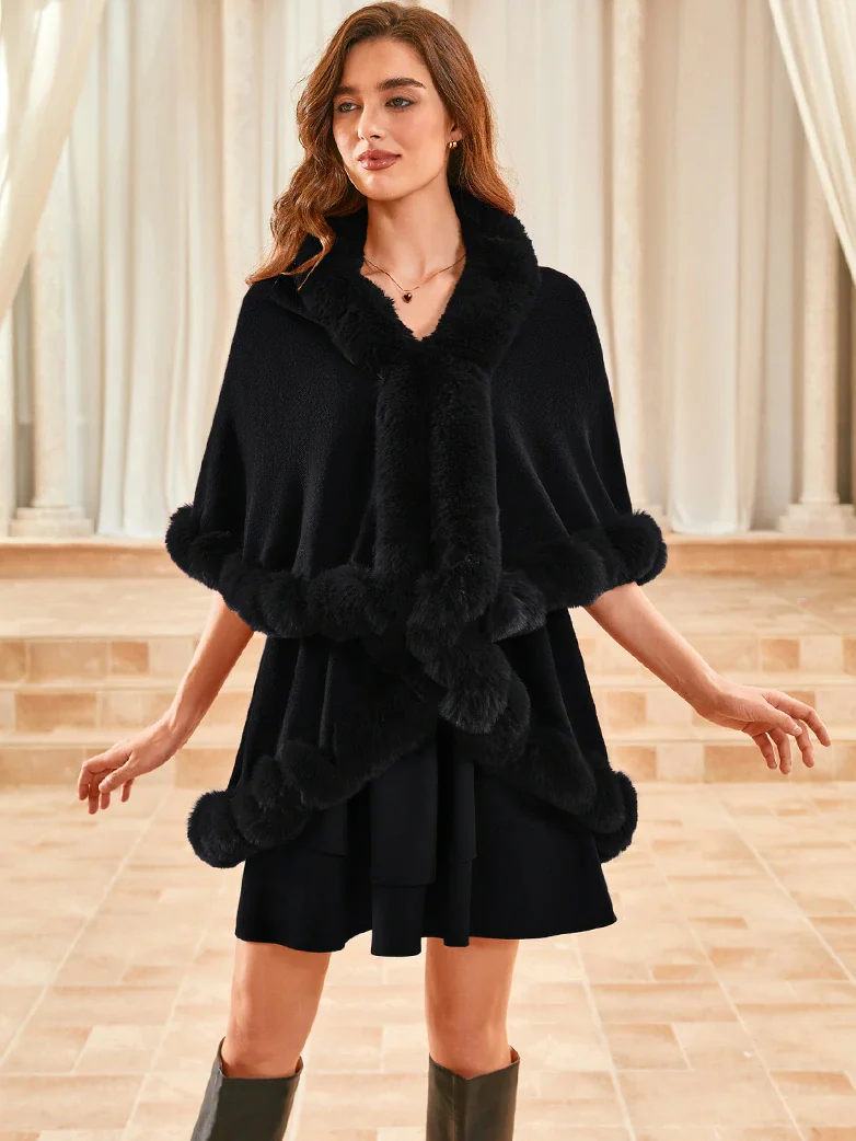 Christmas Vicotiran Double-layer Fur Collar Cape - Image 22