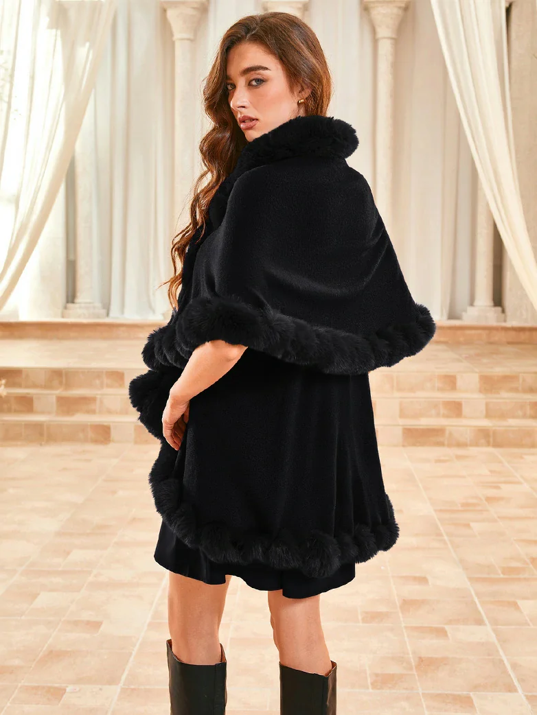 Christmas Vicotiran Double-layer Fur Collar Cape - Image 23