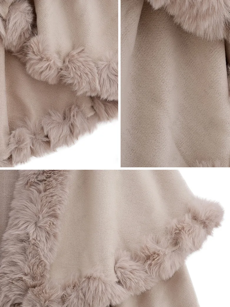 Christmas Vicotiran Double-layer Fur Collar Cape - Image 8