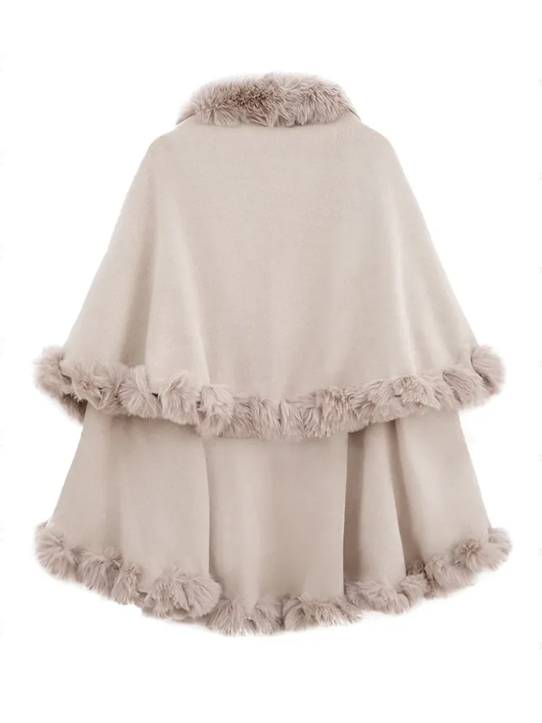 Christmas Vicotiran Double-layer Fur Collar Cape - Image 9