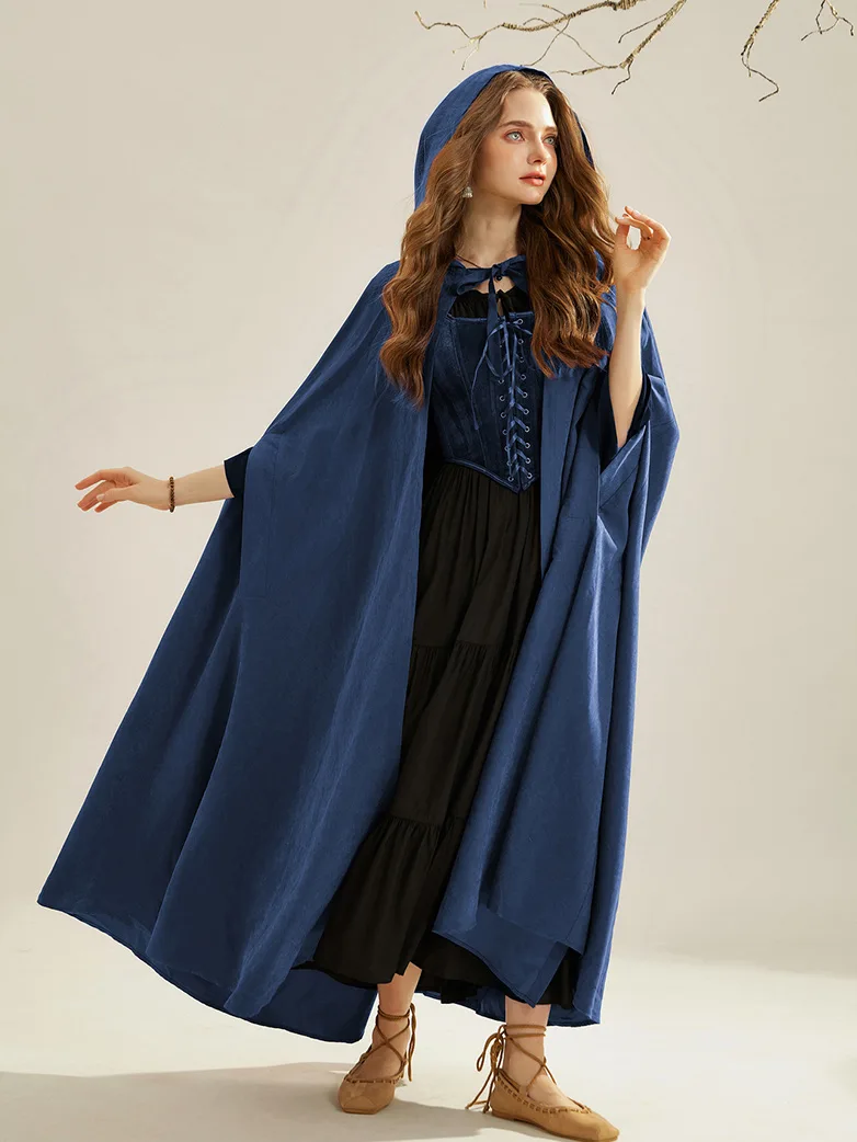 Medieval Renaissance Hooded Cloak for Witch,Warrior - Image 12