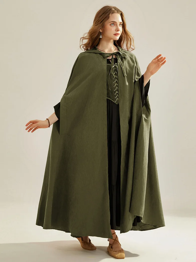 Medieval Renaissance Hooded Cloak for Witch,Warrior - Image 25