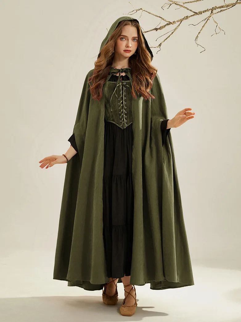 Medieval Renaissance Hooded Cloak for Witch,Warrior - Image 26