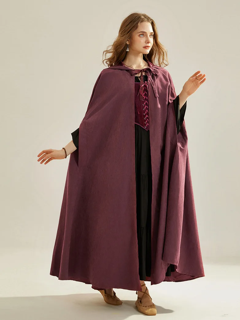 Medieval Renaissance Hooded Cloak for Witch,Warrior - Image 3