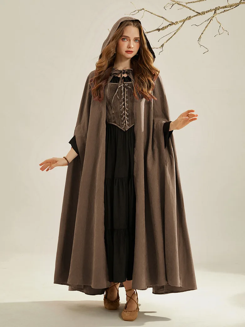 Medieval Renaissance Hooded Cloak for Witch,Warrior - Image 35