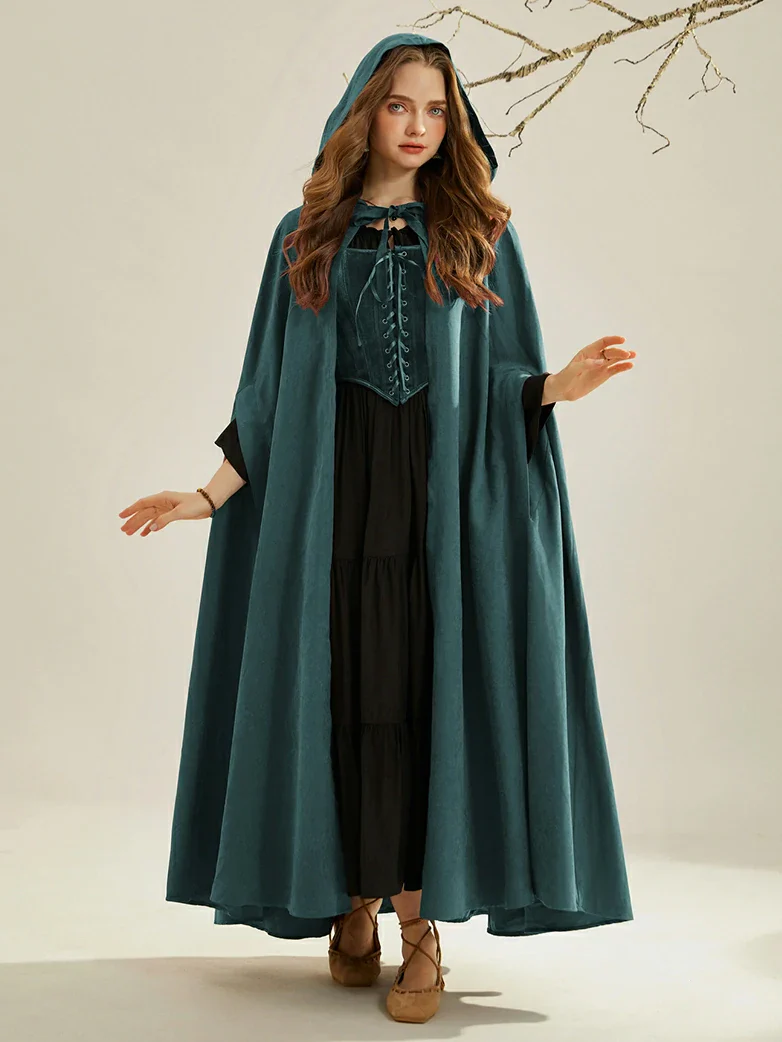 Medieval Renaissance Hooded Cloak for Witch,Warrior - Image 40