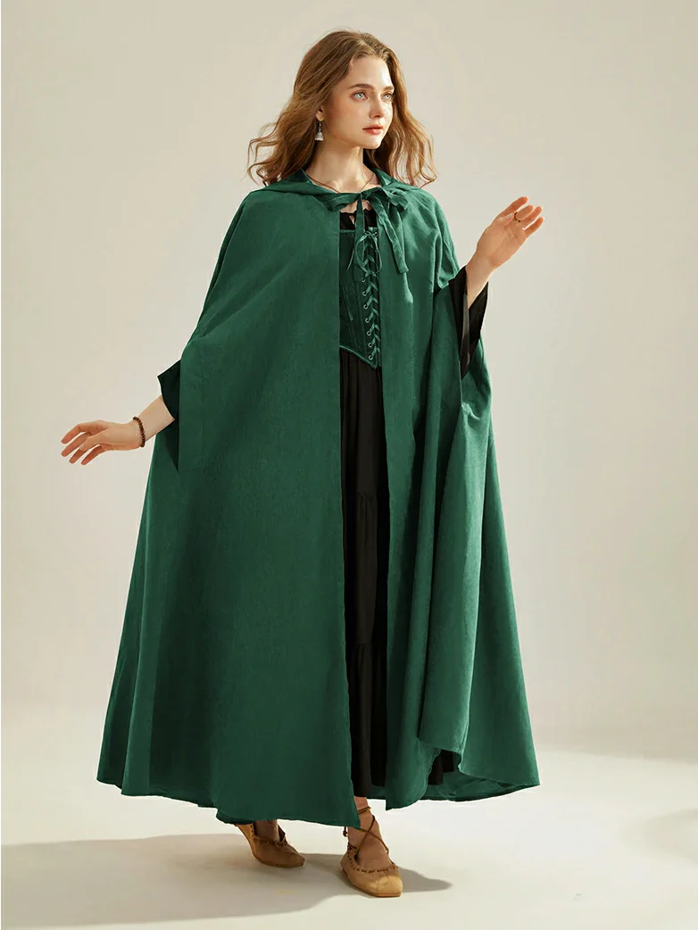 Medieval Renaissance Hooded Cloak for Witch,Warrior - Image 41