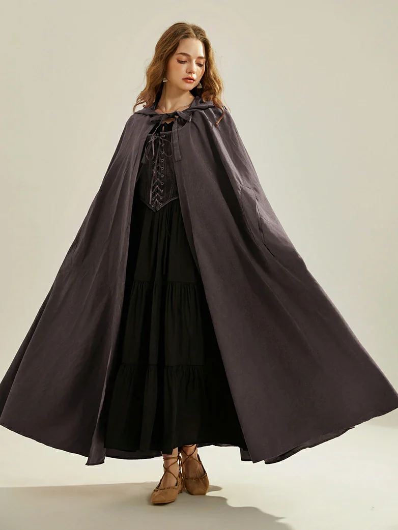 Medieval Renaissance Hooded Cloak for Witch,Warrior - Image 48