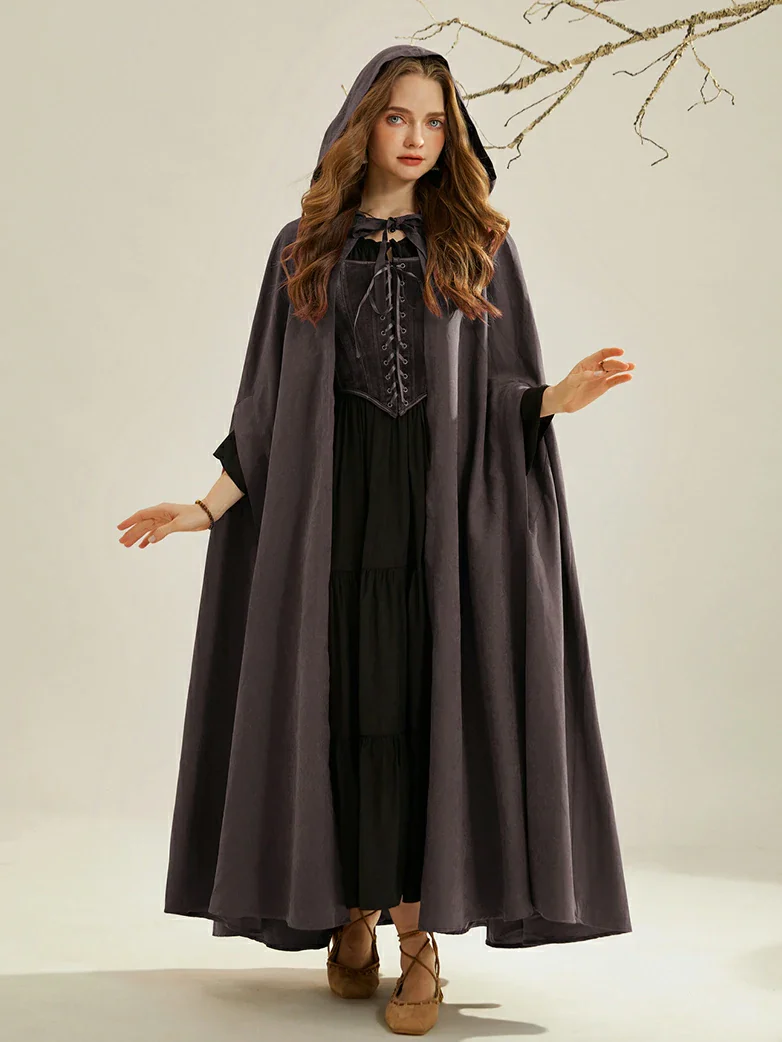 Medieval Renaissance Hooded Cloak for Witch,Warrior - Image 49