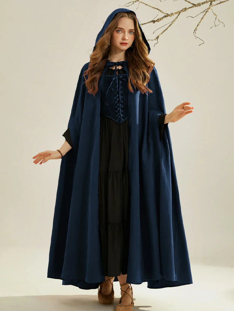 Medieval Renaissance Hooded Cloak for Witch,Warrior - Image 53
