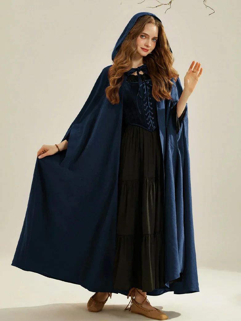 Medieval Renaissance Hooded Cloak for Witch,Warrior - Image 54