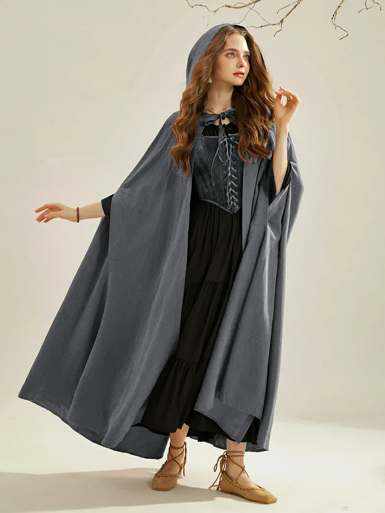Medieval Renaissance Hooded Cloak for Witch,Warrior - Image 8