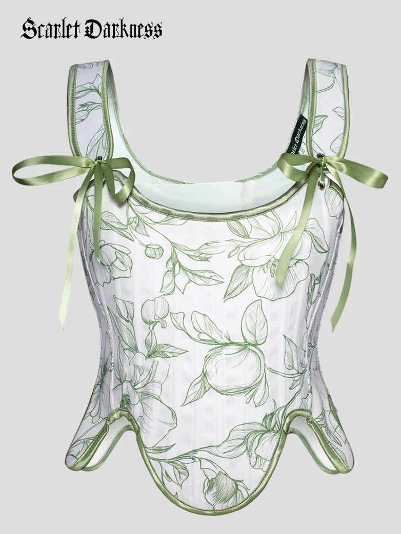Women Renaissance 15 Bones Petal Hem Corset Top - Image 41