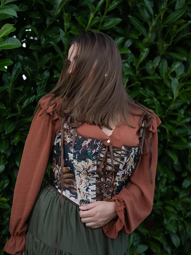 Women Renaissance Corset Tops Daisy Jacquard Vest - Image 4