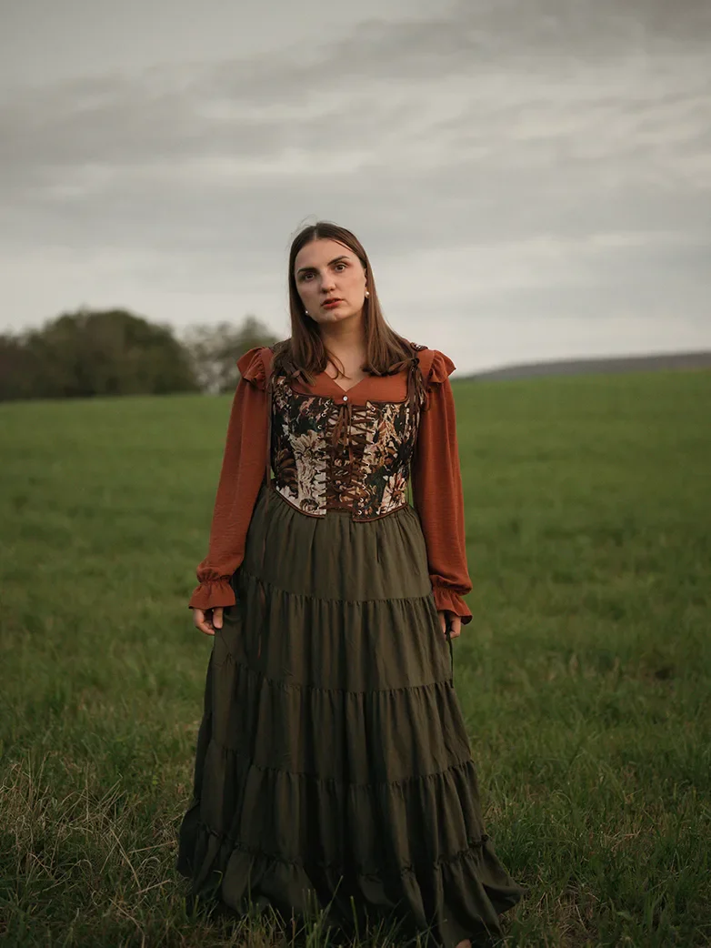 Women Renaissance Corset Tops Daisy Jacquard Vest - Image 5