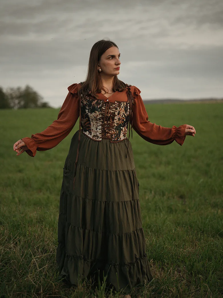 Women Renaissance Corset Tops Daisy Jacquard Vest - Image 6