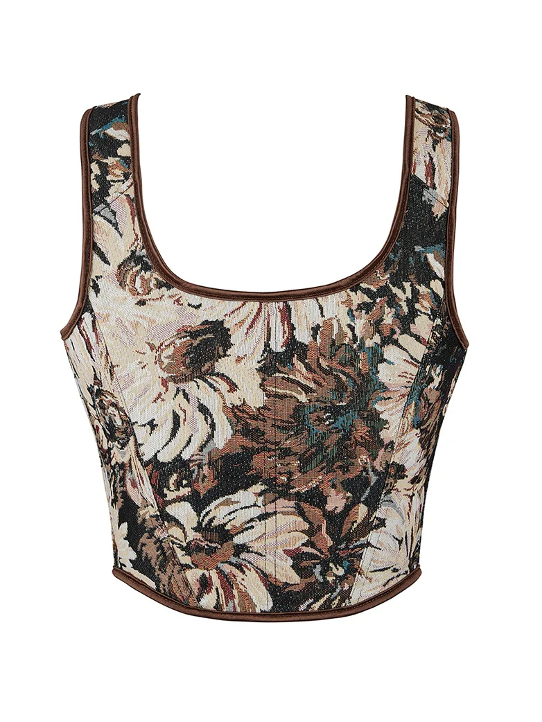 Women Renaissance Corset Tops Daisy Jacquard Vest - Image 9
