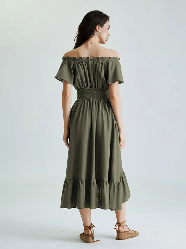 Renaissance Ruffle Sleeves Cotton Pocket Dresses - Image 3