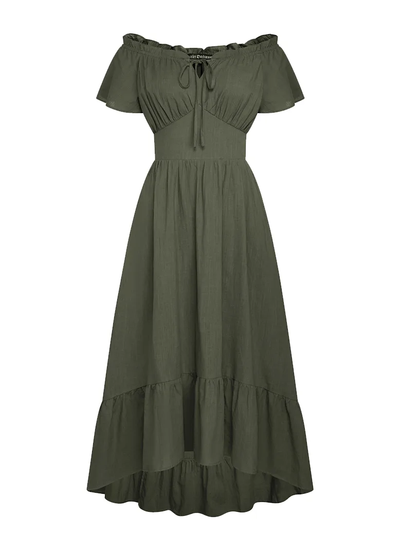 Renaissance Ruffle Sleeves Cotton Pocket Dresses - Image 4