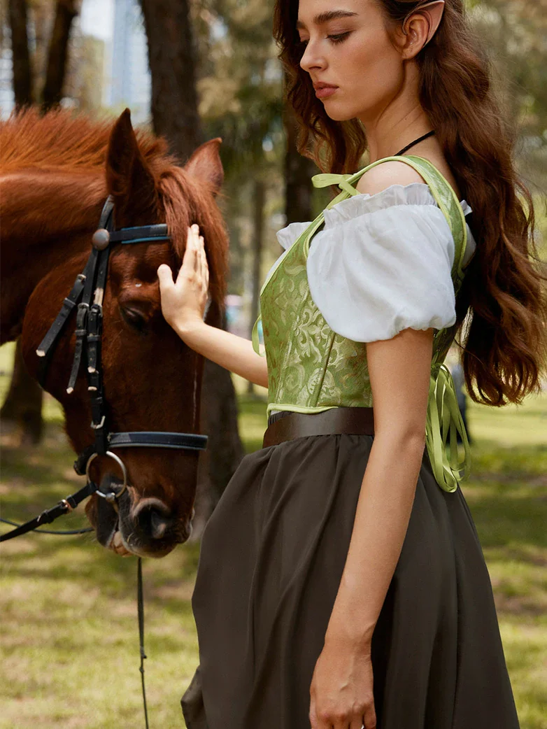 Renaissance Jacquard Under bust Corset for Fairy Cosplay - Image 13