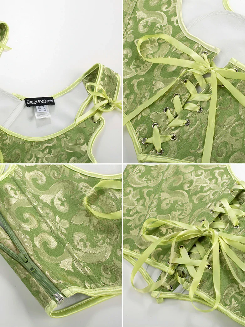 Renaissance Jacquard Under bust Corset for Fairy Cosplay - Image 15