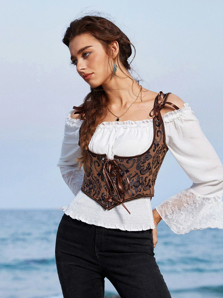 Renaissance Jacquard Under bust Corset for Fairy Cosplay - Image 24