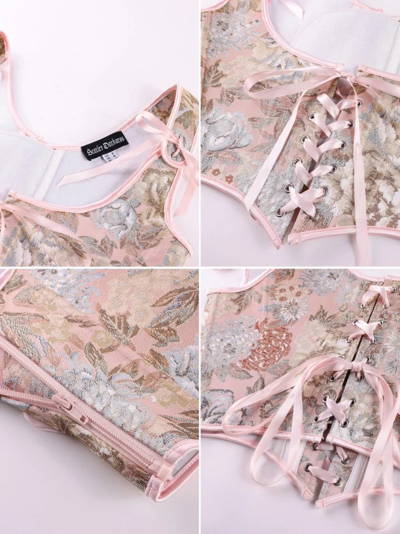 Renaissance Jacquard Under bust Corset for Fairy Cosplay - Image 5