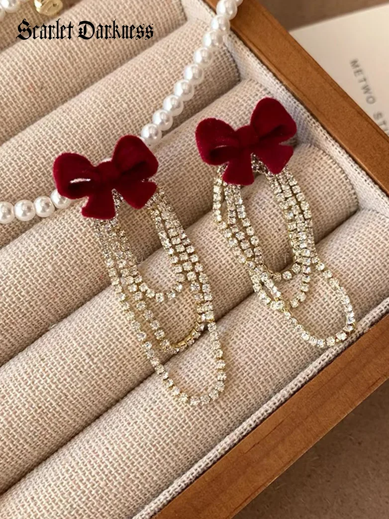 New Year Velvet Rose Earrings - Image 3