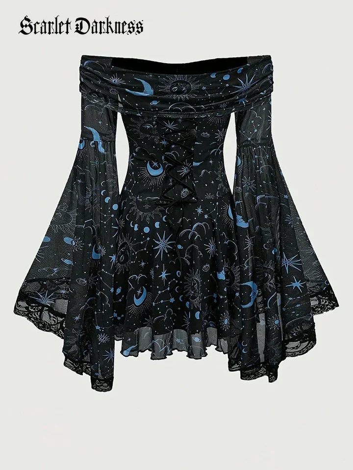 Scarlet Darkness Women’s Gothic Fantasy Witch Costume - Image 2