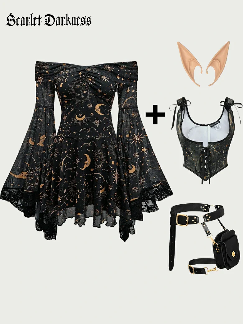 Scarlet Darkness Women’s Gothic Fantasy Witch Costume - Image 5