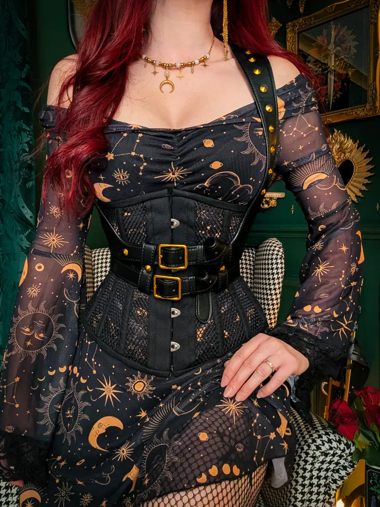 Gothic Whimsical Off Shoulder Bell Sleeve Witch Dress - Image 2