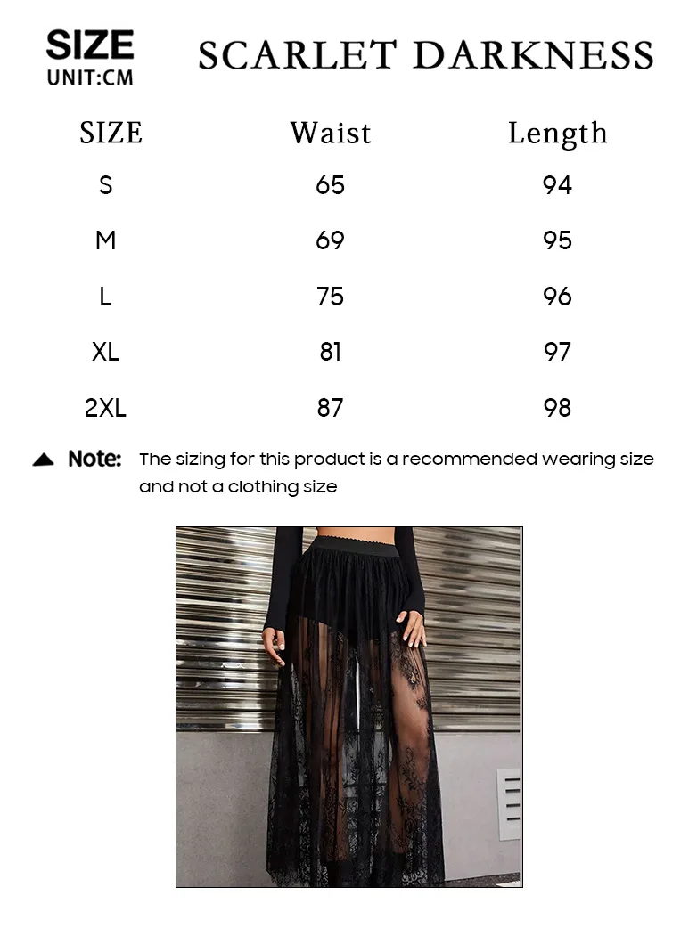 Gothic Long Skirts Lace Sexy Mesh Overskirt with Mini Shorts - Image 7