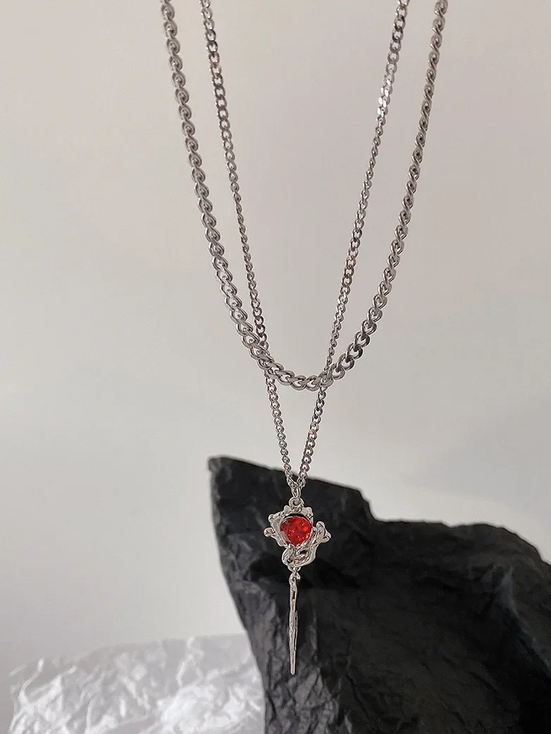 Gothic Ruby Pendant Necklace - Image 3