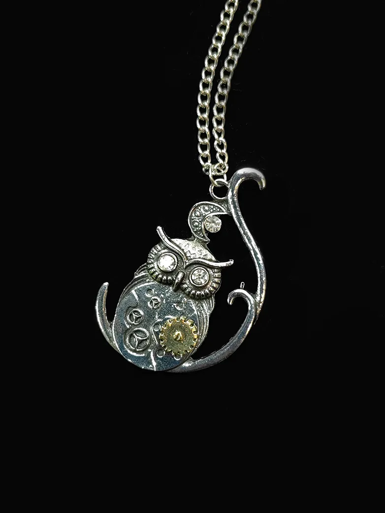 Steampunk Mechanical Owl Necklace