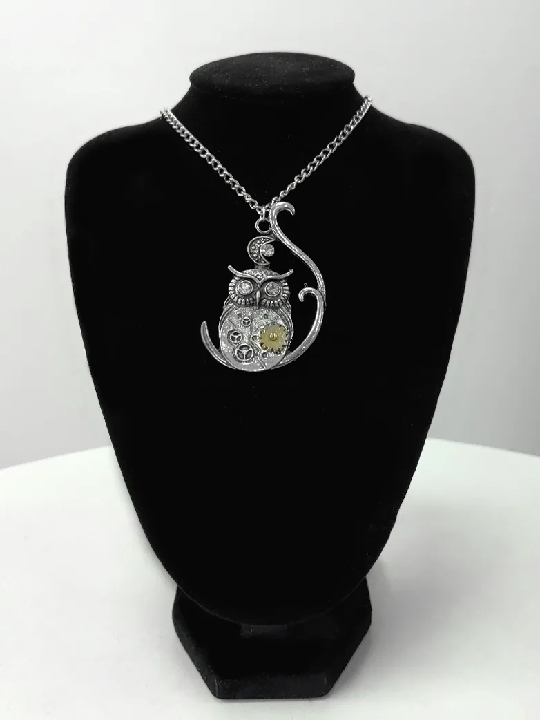 Steampunk Mechanical Owl Necklace - Image 2